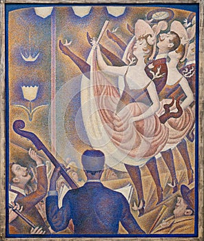 The Can-Can, pointillism painting by Georges Seurat